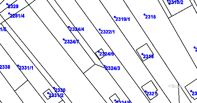 Parcela st. 2324/6 v KÚ Žebětín, Katastrální mapa