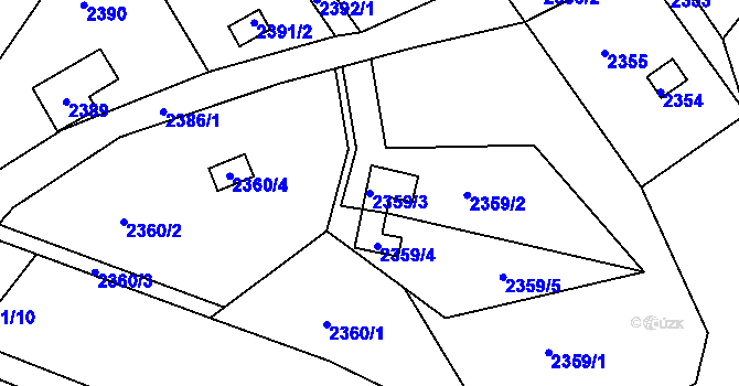 Parcela st. 2359/3 v KÚ Žebětín, Katastrální mapa