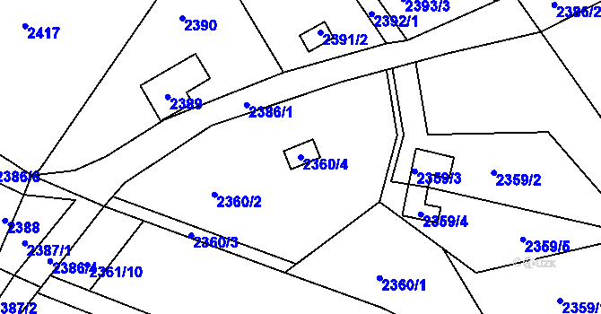 Parcela st. 2360/4 v KÚ Žebětín, Katastrální mapa