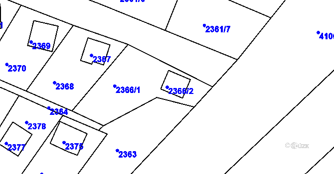 Parcela st. 2366/2 v KÚ Žebětín, Katastrální mapa