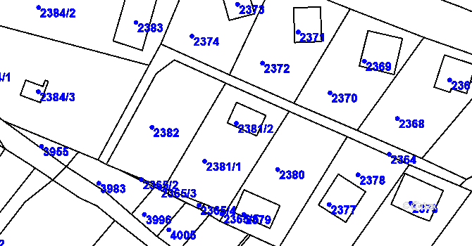 Parcela st. 2381/2 v KÚ Žebětín, Katastrální mapa