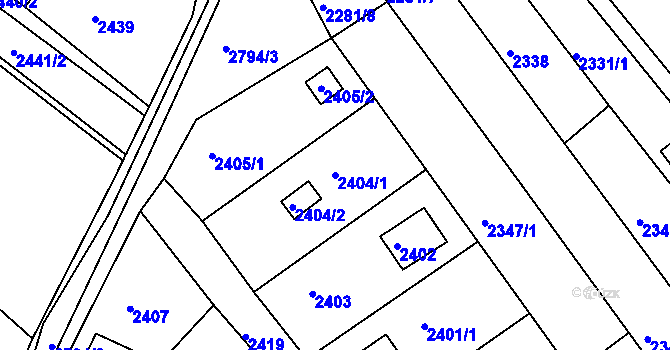 Parcela st. 2404/1 v KÚ Žebětín, Katastrální mapa