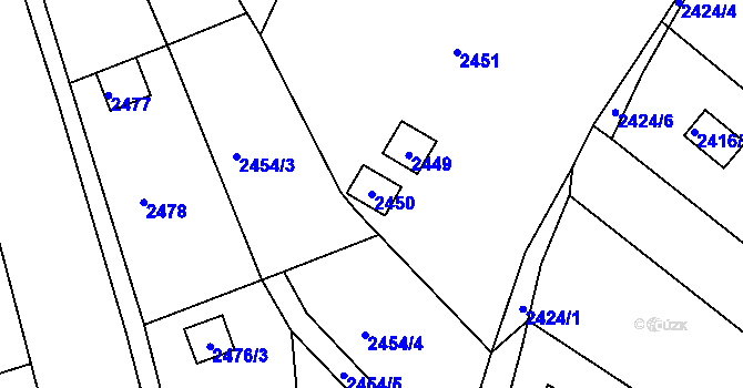 Parcela st. 2450 v KÚ Žebětín, Katastrální mapa