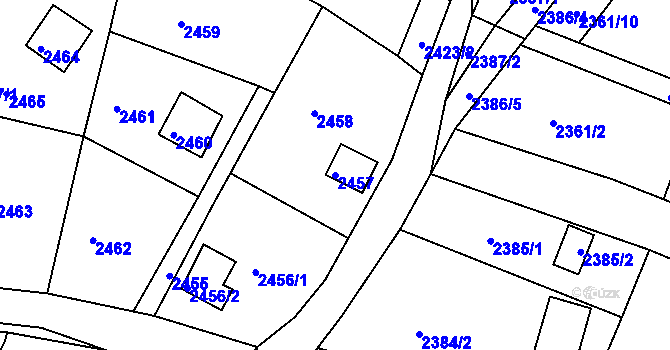 Parcela st. 2457 v KÚ Žebětín, Katastrální mapa