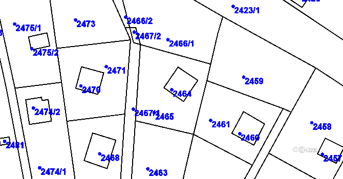 Parcela st. 2464 v KÚ Žebětín, Katastrální mapa