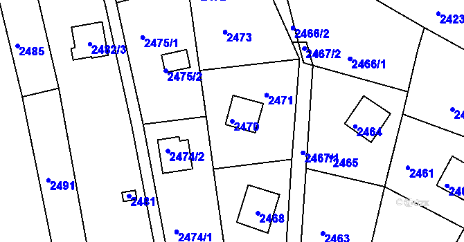 Parcela st. 2470 v KÚ Žebětín, Katastrální mapa