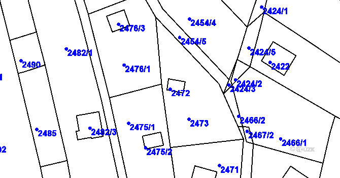 Parcela st. 2472 v KÚ Žebětín, Katastrální mapa