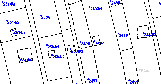 Parcela st. 2495 v KÚ Žebětín, Katastrální mapa