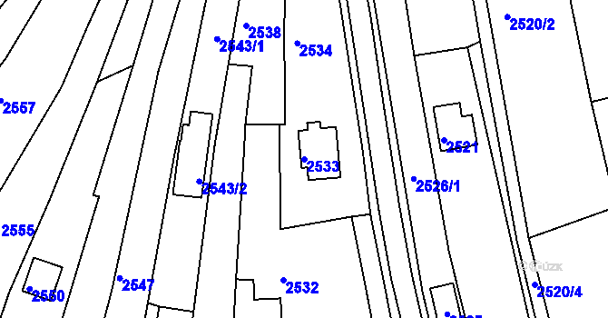 Parcela st. 2533 v KÚ Žebětín, Katastrální mapa
