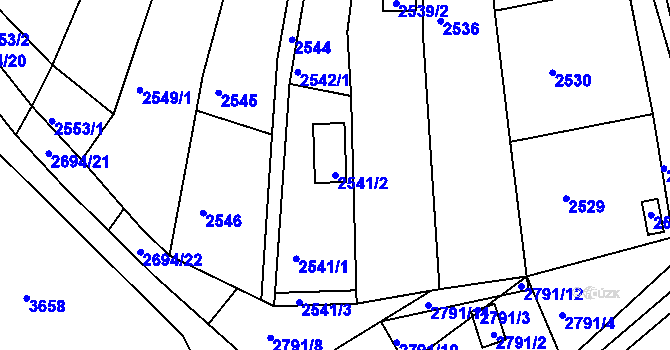 Parcela st. 2541/2 v KÚ Žebětín, Katastrální mapa