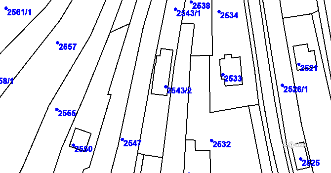 Parcela st. 2543/2 v KÚ Žebětín, Katastrální mapa