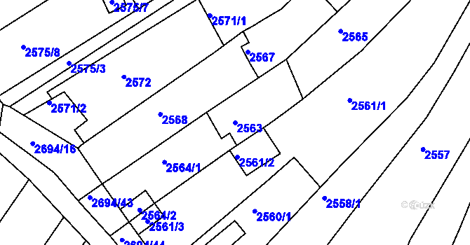 Parcela st. 2563 v KÚ Žebětín, Katastrální mapa