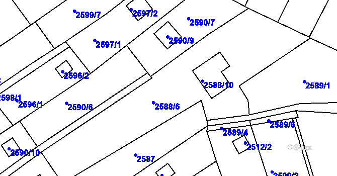 Parcela st. 2588/7 v KÚ Žebětín, Katastrální mapa