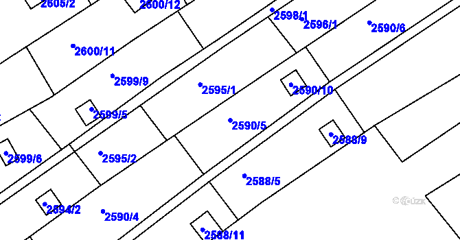 Parcela st. 2590/5 v KÚ Žebětín, Katastrální mapa