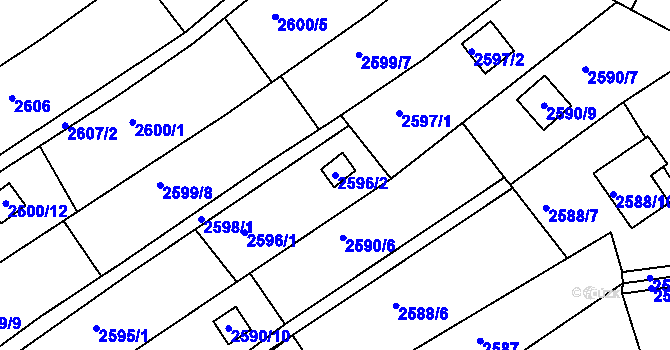 Parcela st. 2596/2 v KÚ Žebětín, Katastrální mapa