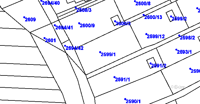 Parcela st. 2599/1 v KÚ Žebětín, Katastrální mapa