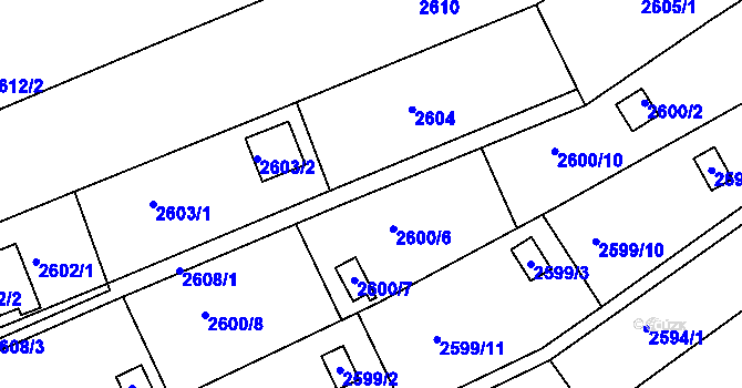 Parcela st. 2600/14 v KÚ Žebětín, Katastrální mapa