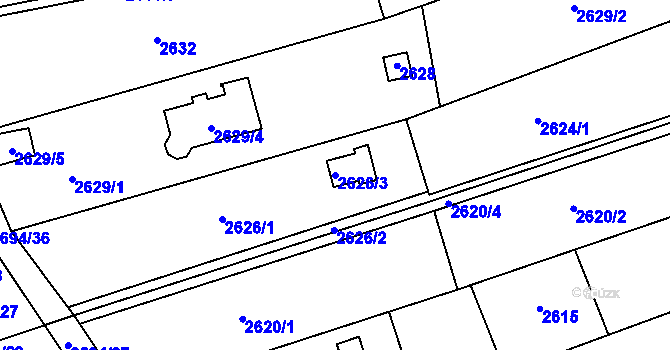 Parcela st. 2626/3 v KÚ Žebětín, Katastrální mapa