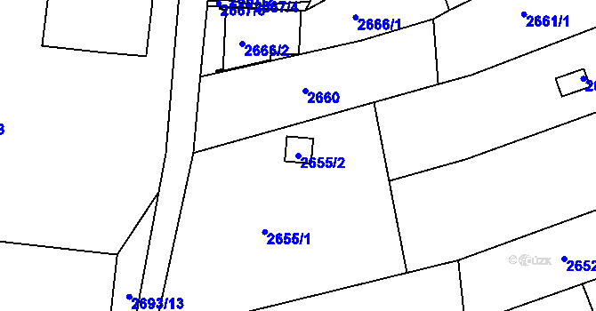 Parcela st. 2655/2 v KÚ Žebětín, Katastrální mapa