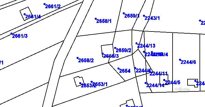 Parcela st. 2658/3 v KÚ Žebětín, Katastrální mapa