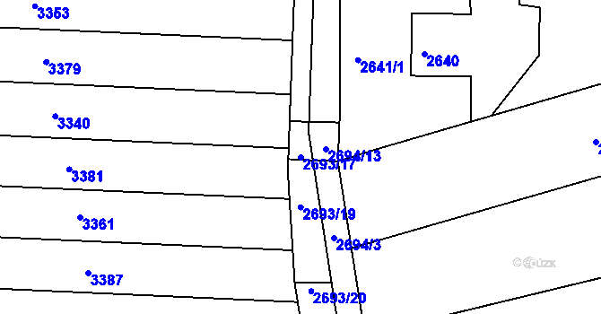 Parcela st. 2693/17 v KÚ Žebětín, Katastrální mapa