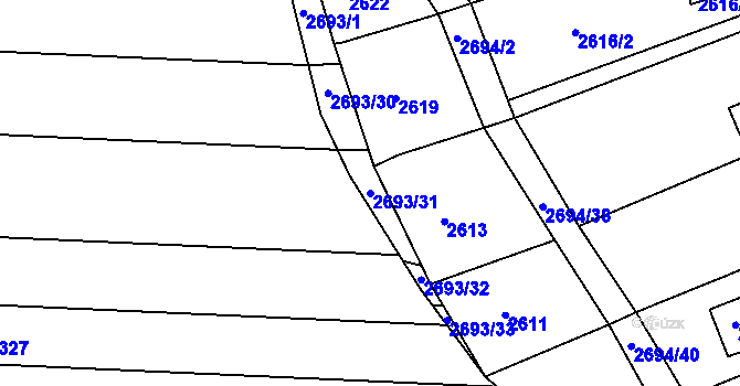 Parcela st. 2693/31 v KÚ Žebětín, Katastrální mapa