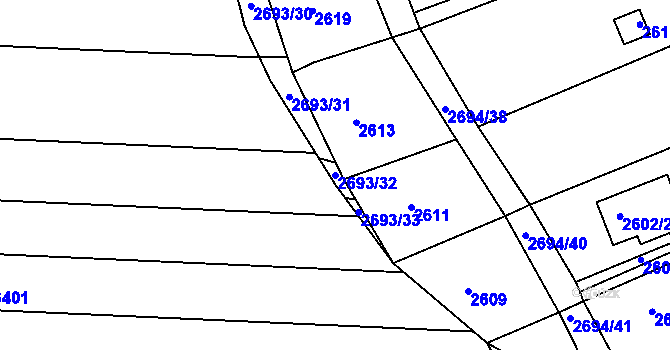 Parcela st. 2693/32 v KÚ Žebětín, Katastrální mapa