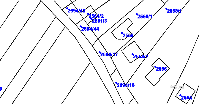 Parcela st. 2694/17 v KÚ Žebětín, Katastrální mapa