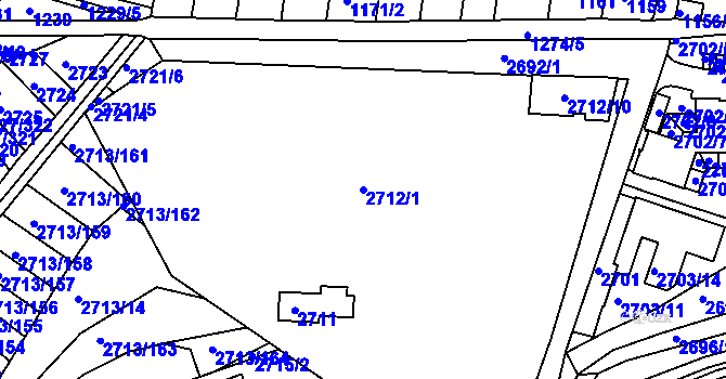 Parcela st. 2712/1 v KÚ Žebětín, Katastrální mapa