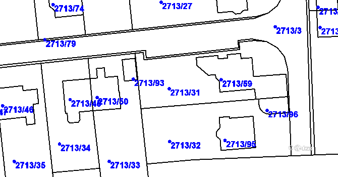 Parcela st. 2713/31 v KÚ Žebětín, Katastrální mapa