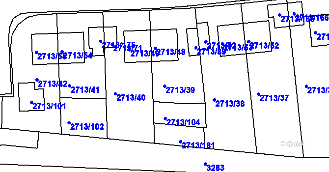 Parcela st. 2713/39 v KÚ Žebětín, Katastrální mapa
