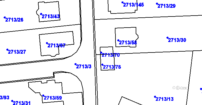 Parcela st. 2713/70 v KÚ Žebětín, Katastrální mapa