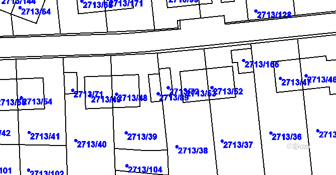 Parcela st. 2713/72 v KÚ Žebětín, Katastrální mapa