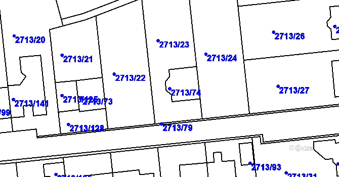Parcela st. 2713/74 v KÚ Žebětín, Katastrální mapa