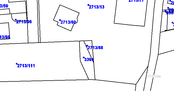 Parcela st. 2713/88 v KÚ Žebětín, Katastrální mapa