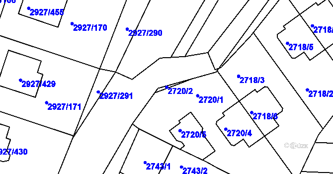 Parcela st. 2720/2 v KÚ Žebětín, Katastrální mapa
