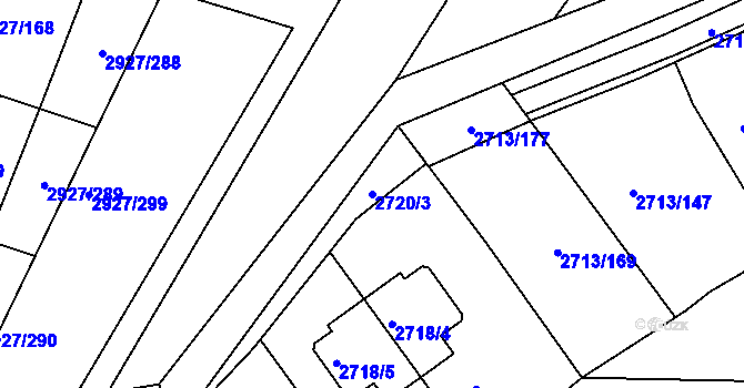 Parcela st. 2720/3 v KÚ Žebětín, Katastrální mapa