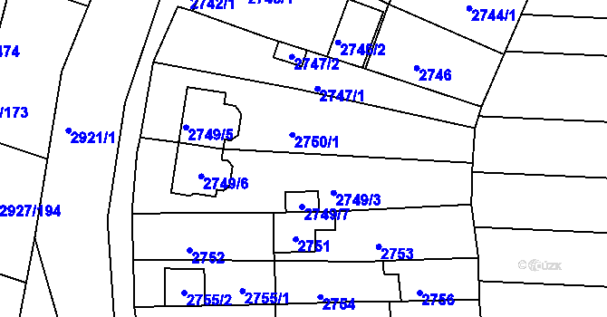 Parcela st. 2749/4 v KÚ Žebětín, Katastrální mapa