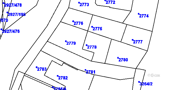 Parcela st. 2778 v KÚ Žebětín, Katastrální mapa