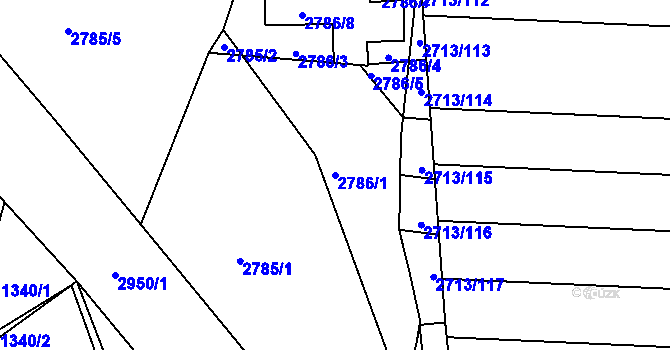Parcela st. 2786/1 v KÚ Žebětín, Katastrální mapa