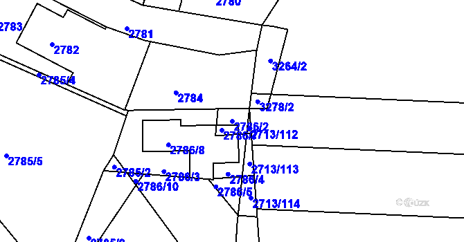 Parcela st. 2786/2 v KÚ Žebětín, Katastrální mapa