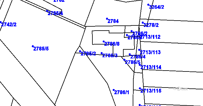Parcela st. 2786/3 v KÚ Žebětín, Katastrální mapa