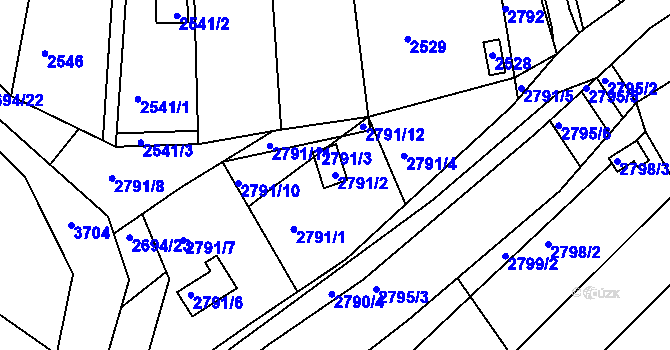 Parcela st. 2791/2 v KÚ Žebětín, Katastrální mapa