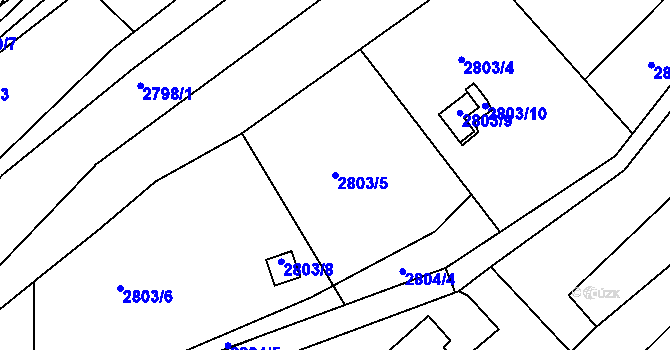 Parcela st. 2803/5 v KÚ Žebětín, Katastrální mapa