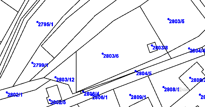Parcela st. 2803/6 v KÚ Žebětín, Katastrální mapa