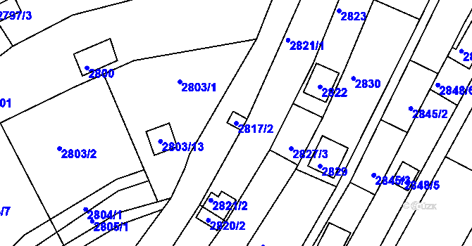 Parcela st. 2817/2 v KÚ Žebětín, Katastrální mapa