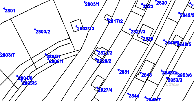 Parcela st. 2821/2 v KÚ Žebětín, Katastrální mapa