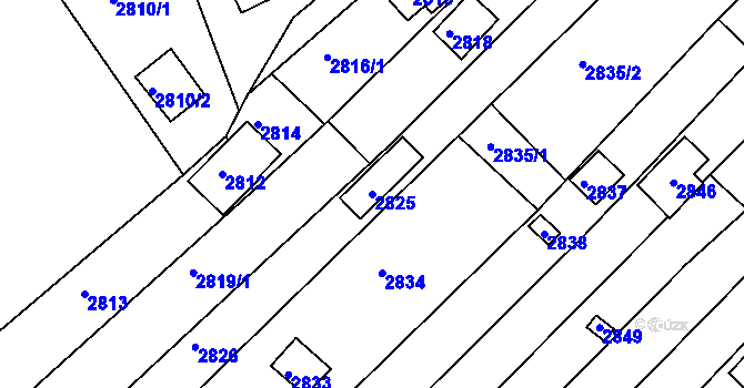 Parcela st. 2825 v KÚ Žebětín, Katastrální mapa