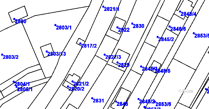 Parcela st. 2827/3 v KÚ Žebětín, Katastrální mapa