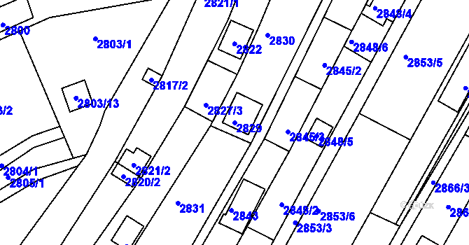 Parcela st. 2829 v KÚ Žebětín, Katastrální mapa